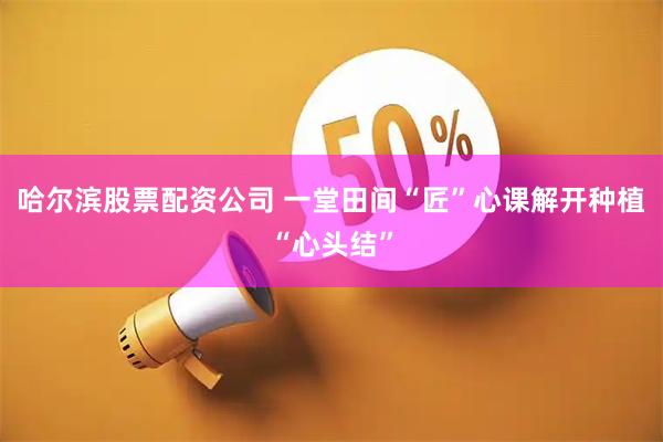 哈尔滨股票配资公司 一堂田间“匠”心课解开种植“心头结”