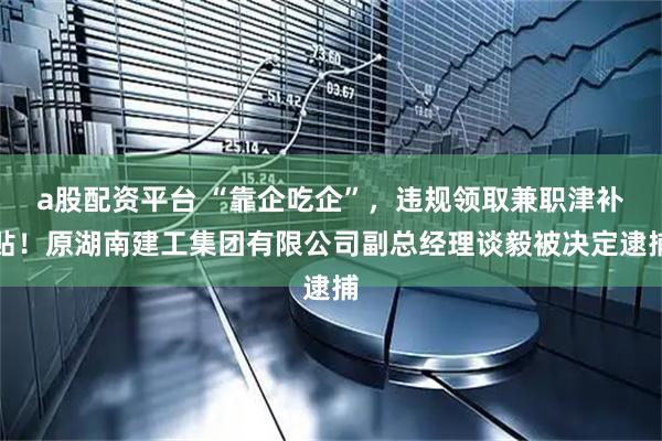 a股配资平台 “靠企吃企”，违规领取兼职津补贴！原湖南建工集团有限公司副总经理谈毅被决定逮捕